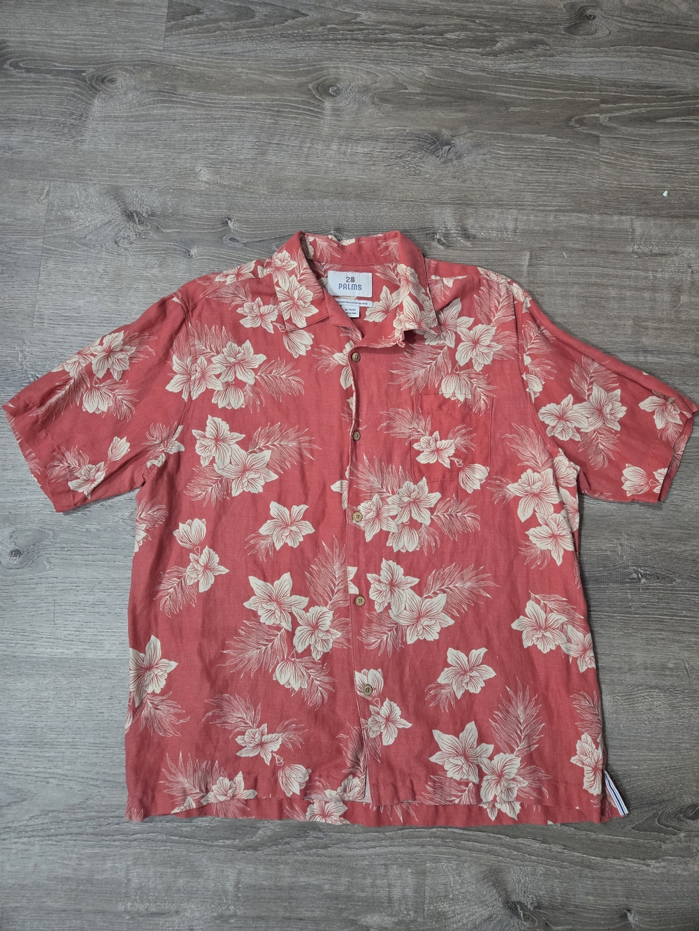 28 Palms Mens Hawaiian Floral Print Short Sleeve Polo Shirt XL